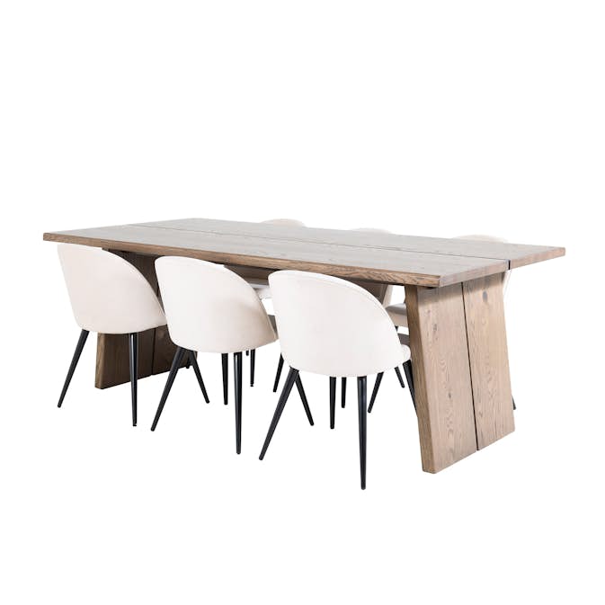 Spisegruppe Venture Home Lotus med 6 Valentina Stoler Fløyel