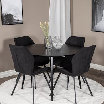 Spisegruppe Venture Home Dipp Ø115 cm med 4 Gemma Stoler