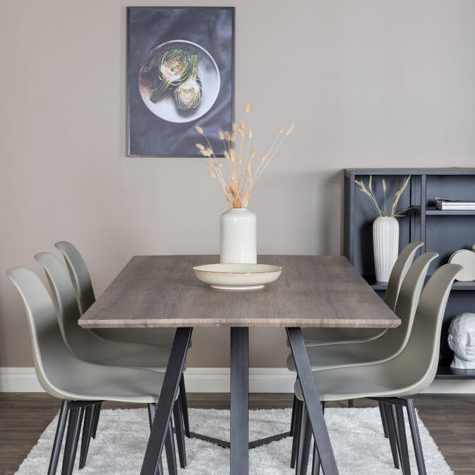 Spisegruppe Venture Home Madde med 6 Pop Stoler