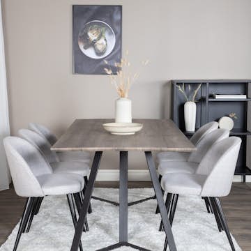 Spisegruppe Venture Home Madde med 6 Valentina Stoler Polyester