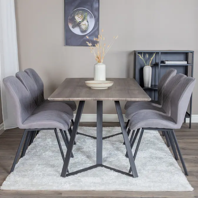 Spisegruppe Venture Home Madde med 6 Geneva Stoler