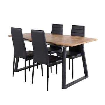 Spisegruppe Venture Home Ina med 4 Sly Stoler Kunstlær