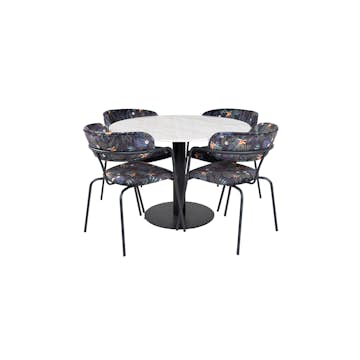 Spisegruppe Venture Home Estelle med 4 Aris Stoler Polyester
