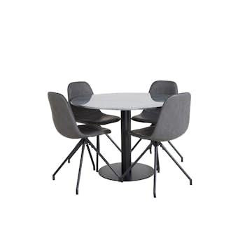 Spisegruppe Venture Home Estelle med 4 Pobbie Stoler Kunstlær