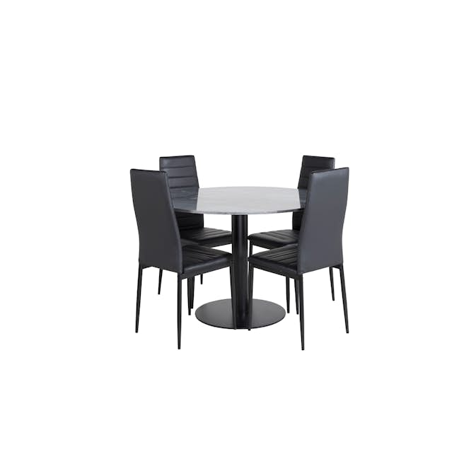 Spisegruppe Venture Home Estelle med 4 Sly Stoler Kunstlær