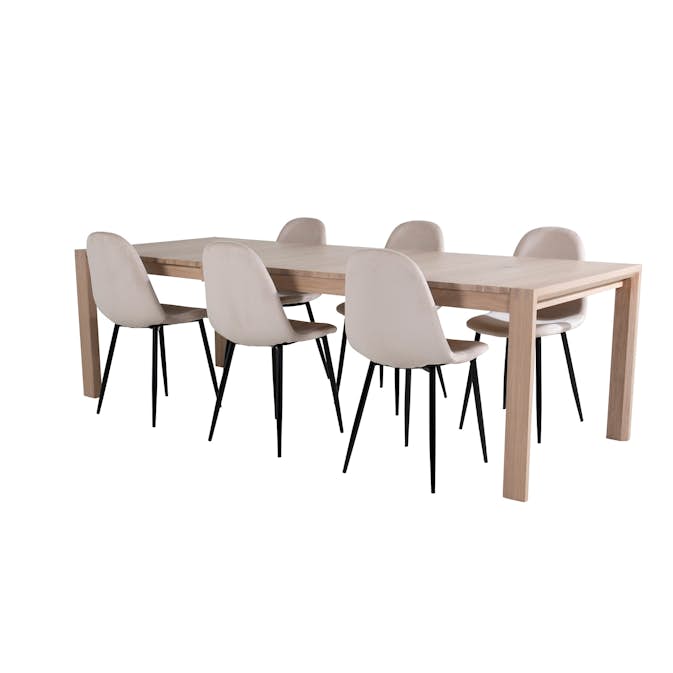 Spisegruppe Venture Home Shy med 6 Pobbie Stoler Fløyel