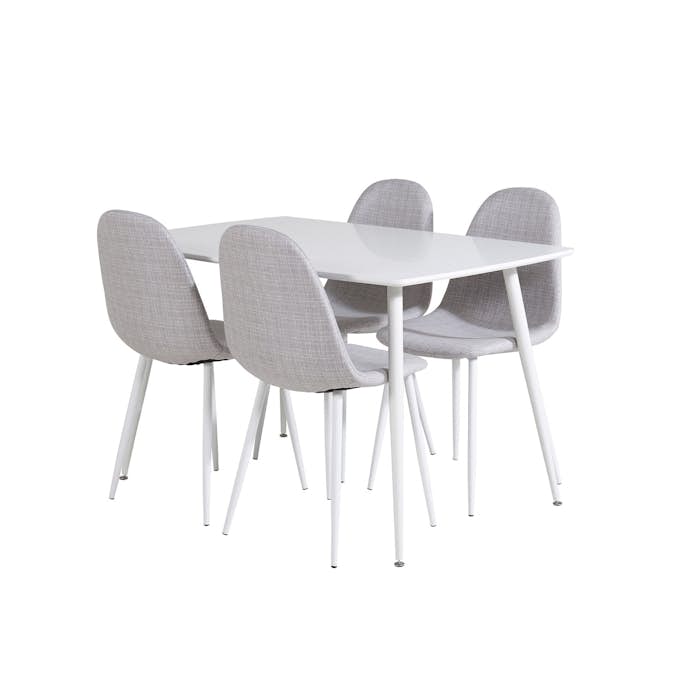 Spisegruppe Venture Home Pobbie med 4 Pobbie Stoler Hvit