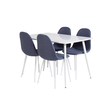 Spisegruppe Venture Home Pobbie med 4 Pobbie Stoler Hvit
