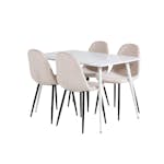 Spisegruppe Venture Home Pobbie med 4 Pobbie Stoler Fløyel