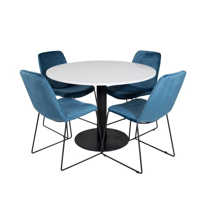 Spisegruppe Venture Home Roxanna med 4 Muscot Stoler Rundt