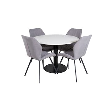 Spisegruppe Venture Home Roxanna med 4 Geneva Stoler Rundt