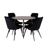 Spisegruppe Venture Home Plaza med 4 Velvet Deluxe Stoler