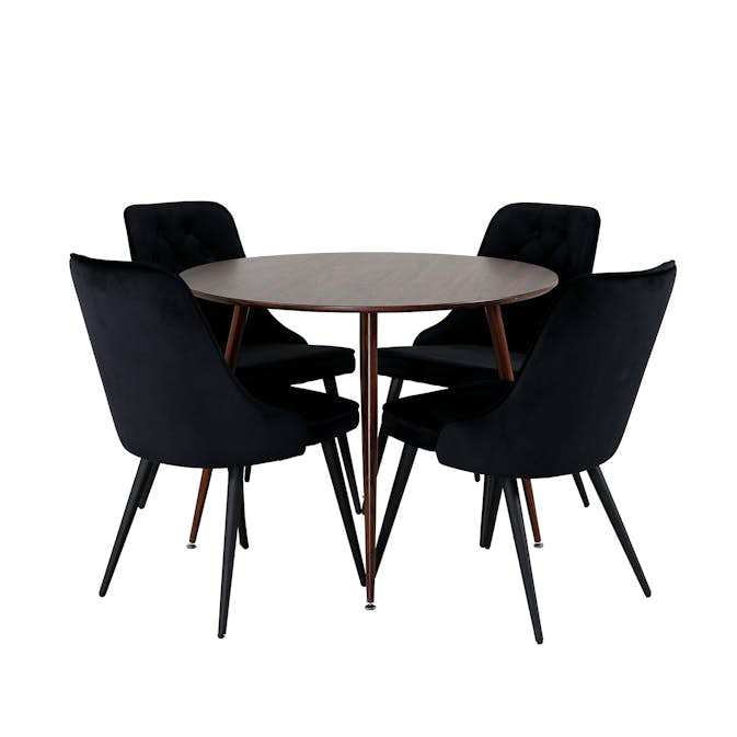 Spisegruppe Venture Home Plaza med 4 Velvet Deluxe Stoler