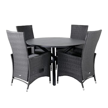 Spisegruppe Venture Home Ande med 4 Pava Spisestoler Sort/Grå