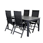 Spisegruppe Venture Home Lova 160 Sort med 4 Aleyna Posisjonsstoler