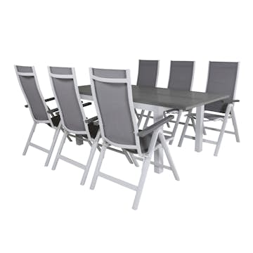 Spisegruppe Venture Home Aleyna 152 Hvit med 6 Aleyna Posisjonsstoler