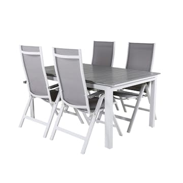 Spisegruppe Venture Home Lova 160 Hvit med 4 Aleyna Posisjonsstoler