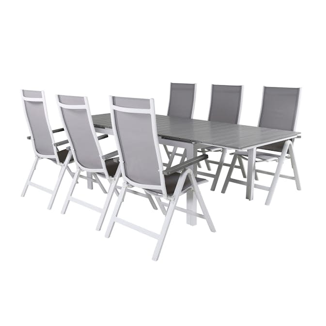 Spisegruppe Venture Home Lova 160 Hvit med 6 Aleyna Posisjonsstoler