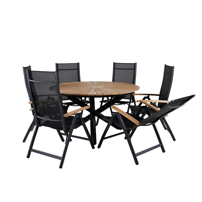 Spisegruppe Venture Home Meya med 6 Perla Posisjonsstoler