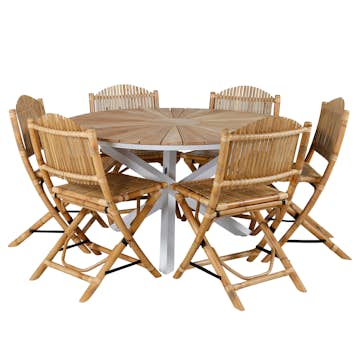 Spisegruppe Venture Home Mendi Rund med 6 Cane Stoler