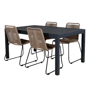 Spisegruppe Venture Home Marbella med 4 Levi Stoler