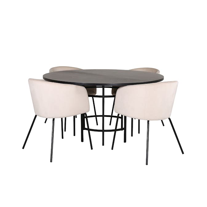 Spisegruppe furniture/fashion Copenhagen Ø140 cm med 4 Berit Stoler