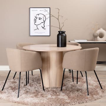 Spisegruppe Venture Home Bianca Rund med 4 Bergen Stoler Polyester