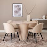 Spisegruppe Venture Home Bianca Rund med 4 Valentina Stitches Stoler Fløyel