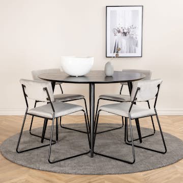 Spisegruppe Venture Home Dipp Ø115 cm med 4 Kenth Stoler
