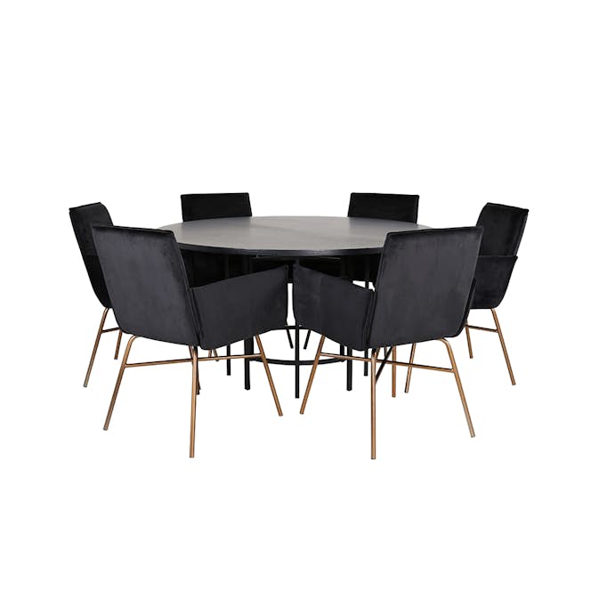 Spisegruppe furniture/fashion Copenhagen Ø140 cm med 6 Petra Stoler