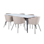 Spisegruppe Venture Home Jolie med 6 Bergen Stoler Polyesterlinen