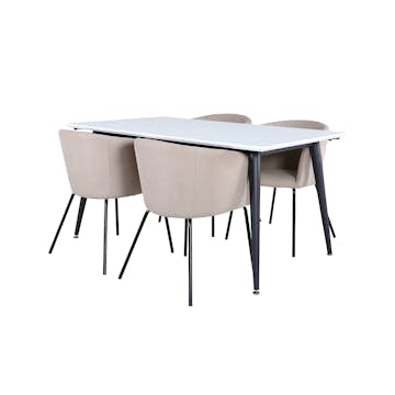 Spisegruppe Venture Home Jolie med 4 Bergen Stoler Polyesterlinen