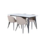 Spisegruppe Venture Home Jolie med 4 Valentina Stitcthes Stoler Polyesterlinen