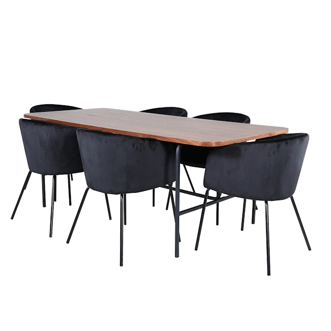 Spisegruppe Venture Home Chicago Spisebord og Bergen Spisestol Brun