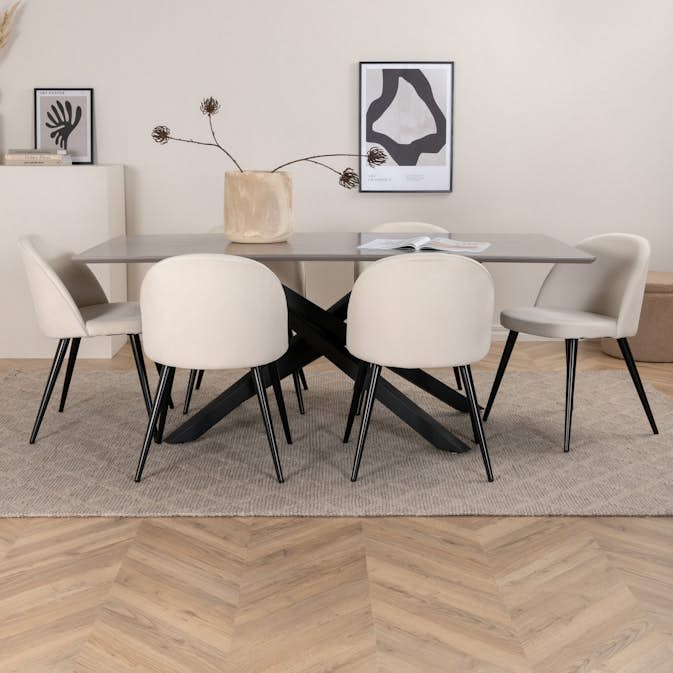 Spisegruppe Venture Home med Piata Spisebord og 6 Valentina Spisestoler