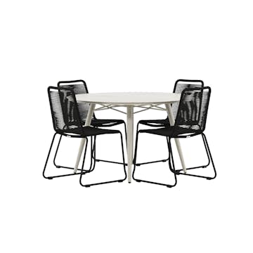 Spisegruppe Venture Home Lina Ø120 cm med 4 Lindos Stoler