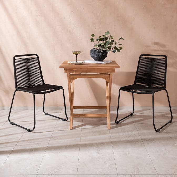 Spisegruppe Venture Home Ghana Teak 70x70 cm med 2 Lindos Stablestoler