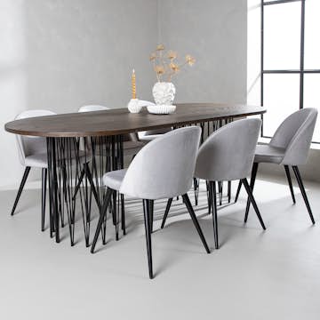 Spisegruppe furniture/fashion Stone med 6 Velvet Stoler