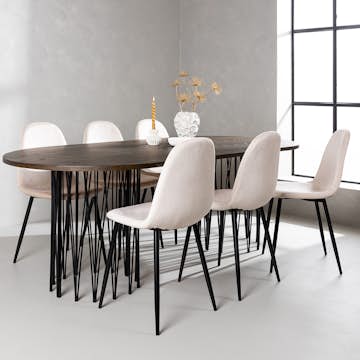 Spisegruppe Venture Home Stone med 6 Polar Stoler Fløyel