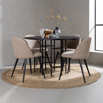 Spisegruppe Venture Home Copenhagen med 4 Velvet Stitches Stoler