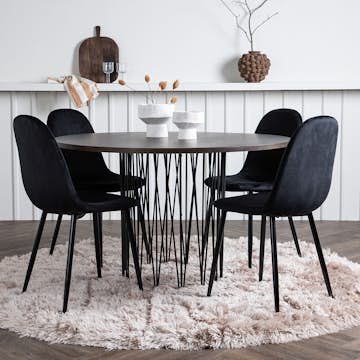 Spisegruppe Venture Home Stone med 4 Polar Stoler Fløyel