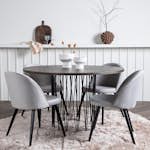 Spisegruppe furniture/fashion Stone med 4 Velvet Stoler