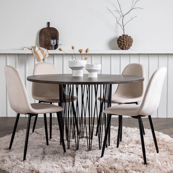 Spisegruppe Venture Home Stone med 4 Polar Stoler Fløyel