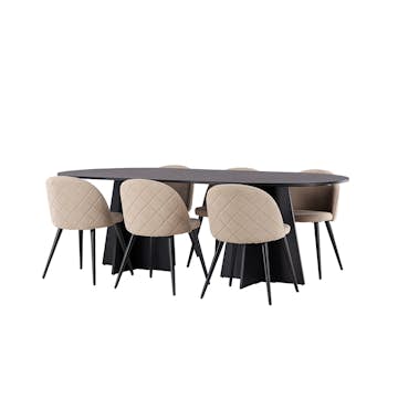 Spisegruppe Venture Home Bootcut Oval med 6 Velvet Stoler