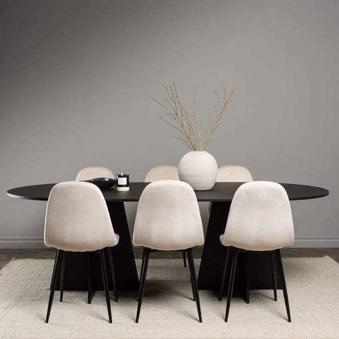 Spisegruppe Venture Home Bootcut Oval med 6 Polar Fløyel Stoler