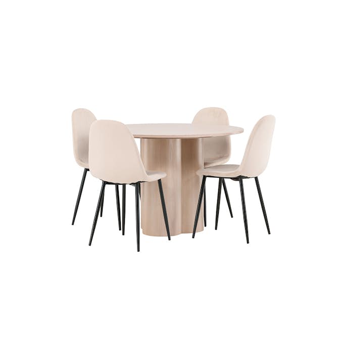 Spisegruppe Venture Home Olivia med 4 Polar Stoler Natur