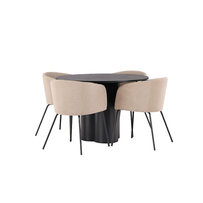 Spisegruppe Venture Home Olivia Ø 110 cm med 4 Berit Stoler