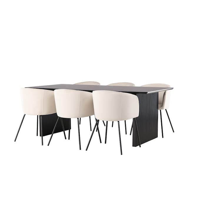 Spisegruppe Venture Home Vail med 6 Berit Stoler Fløyel