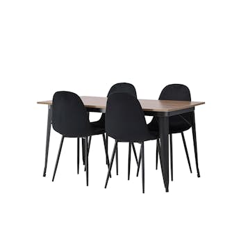 Spisegruppe Venture Home Tempe 140 cm med 4 Polar Stoler Fløyel