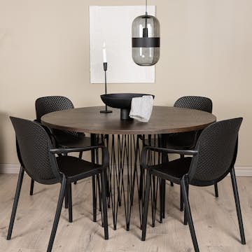 Spisegruppe furniture/fashion Stone Rund med 4 Baltimore Stoler